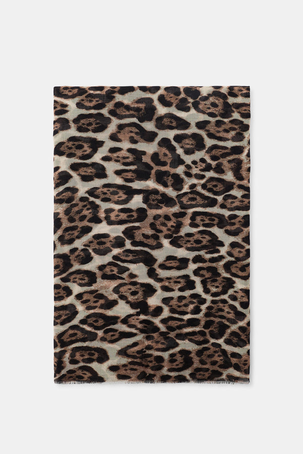 FOULARD EN MODAL ET SOIE À IMPRIMÉ ANIMAL
