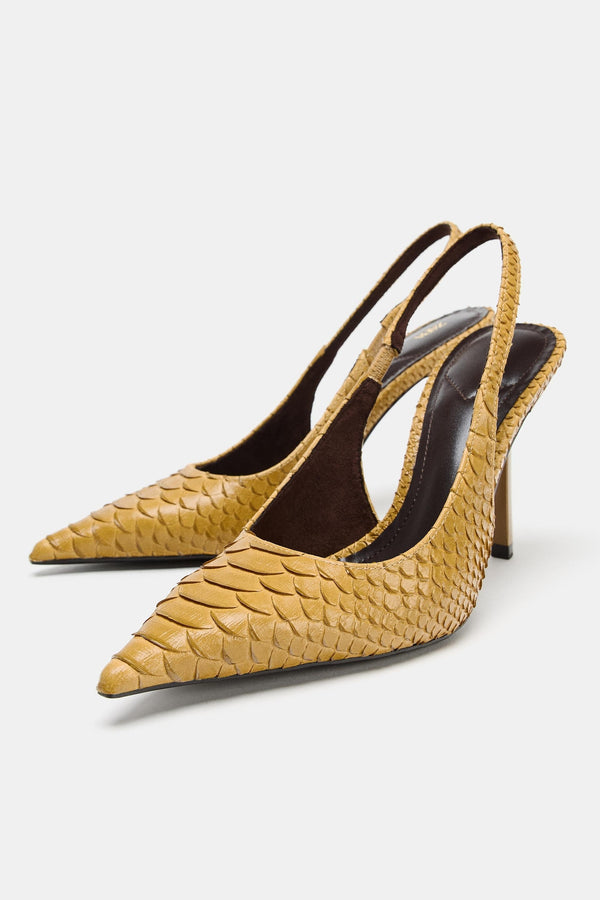 CHAUSSURES À TALONS OUVERTES À L'ARRIÈRE AVEC EFFET RELIEF