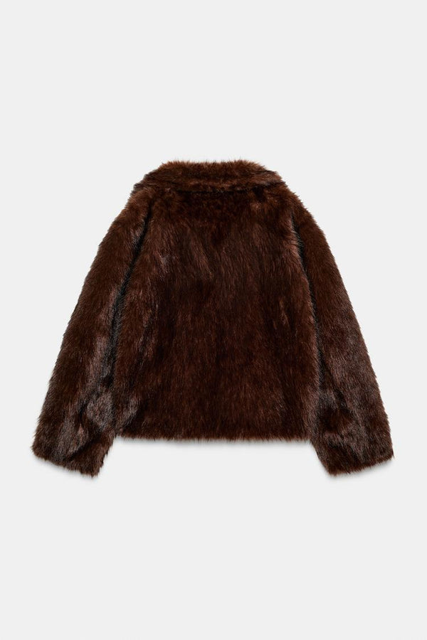 VESTE RÉVERSIBLE EFFET DAIM ET FAUSSE FOURRURE