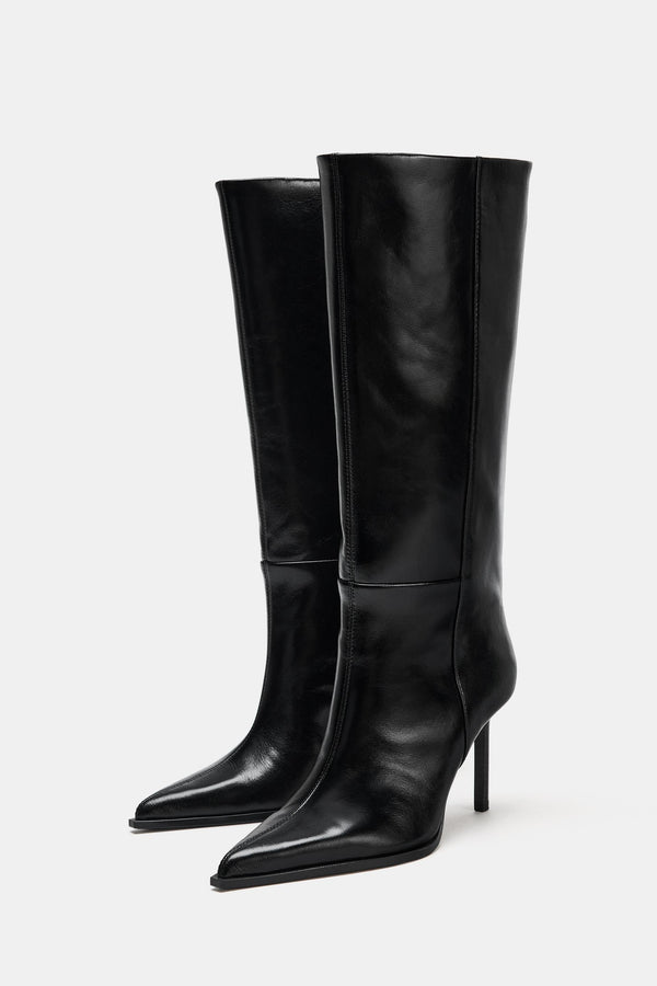 BOTTES À TALONS EN CUIR