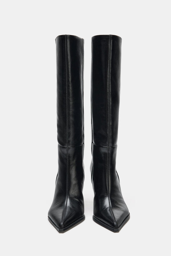 BOTTES À TALONS EN CUIR