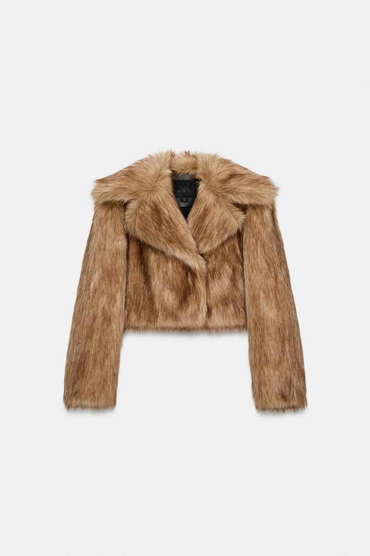 VESTE COURTE EFFET FAUSSE FOURRURE