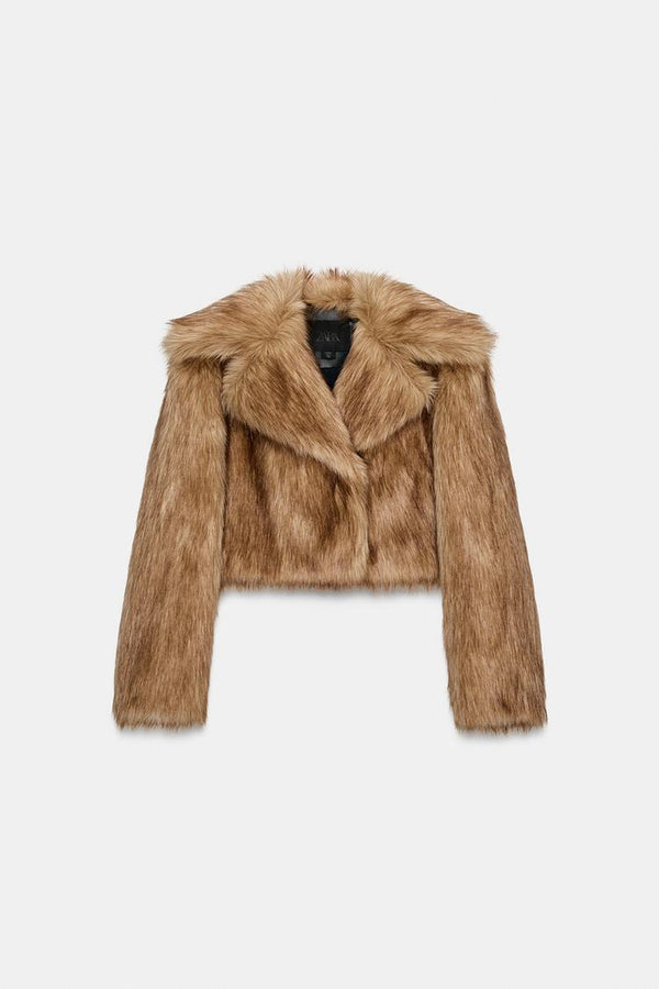 VESTE COURTE EFFET FAUSSE FOURRURE