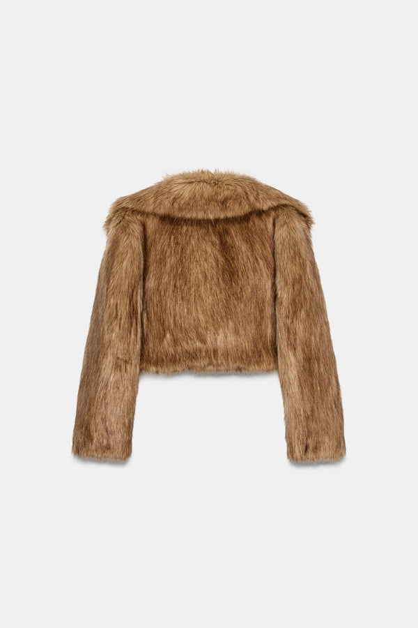 VESTE COURTE EFFET FAUSSE FOURRURE
